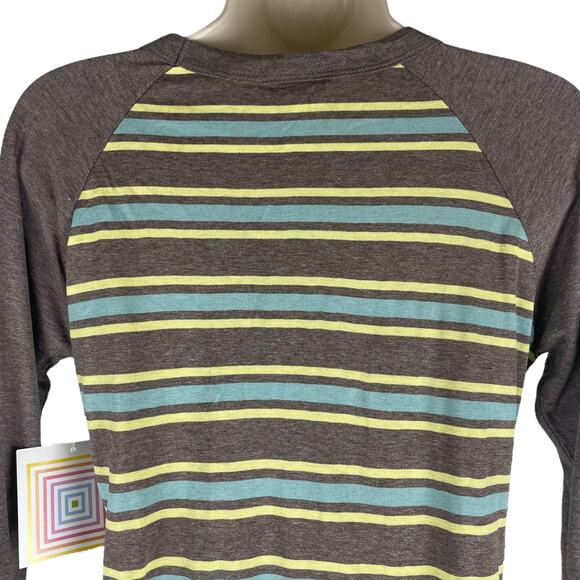 Lularoe Randy 3/4 Sleeve Striped Crewneck Tee Brown Green Size XXS - Picture 6 of 7